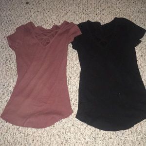 pink and black shirt